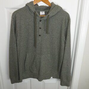 7 Diamonds Generation Twill Knit Hoodie Henley Neck Size LG Olive Green
